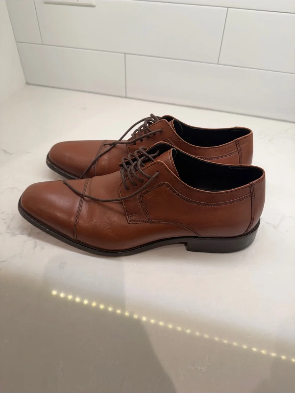 J. Murphy - Men's Classic Brown Leather Cap-Toe Dress Shoes